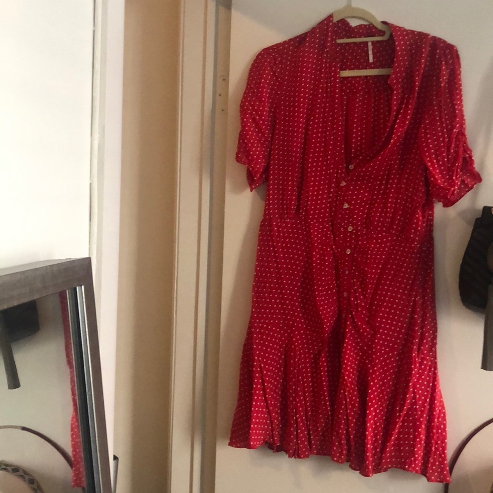 Free People red polka dot mini dress